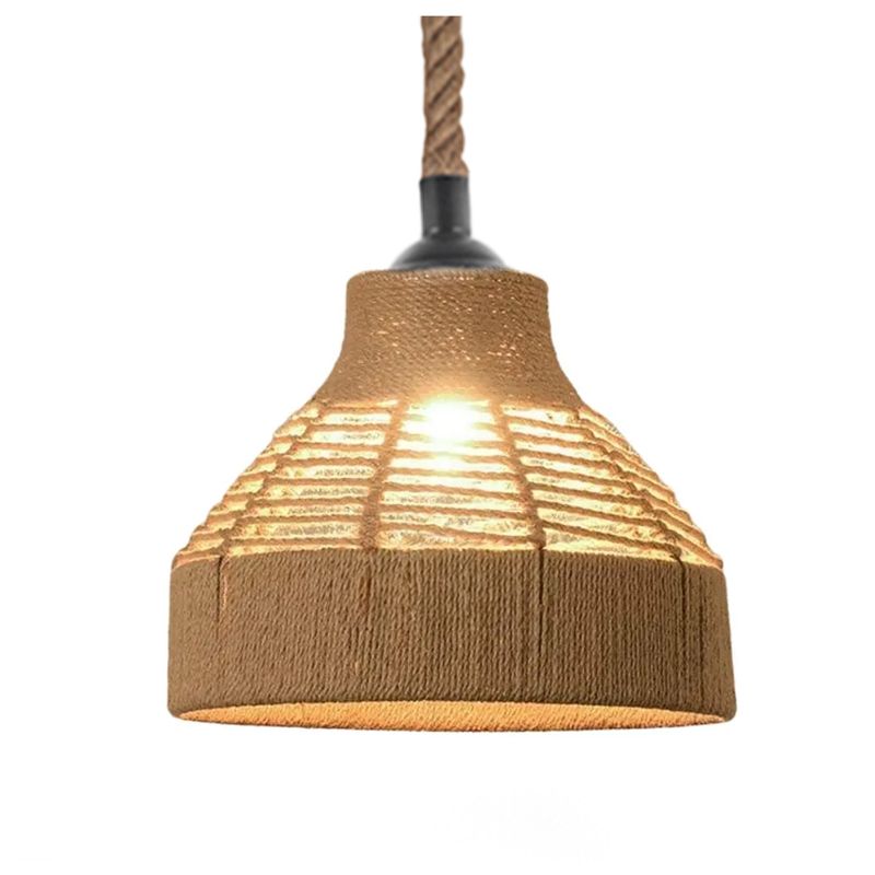 HB LEDS - Lámpara Colgante E-27 Diseño Campana Cáñamo Incluye Ampolleta Fría