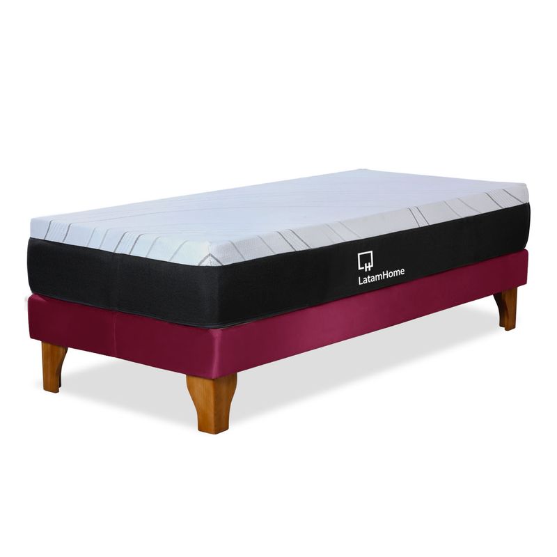 LATAM HOME - CAMA ZEN TOP FOAM VISCO TELA BURDEO 1 1/2PZA