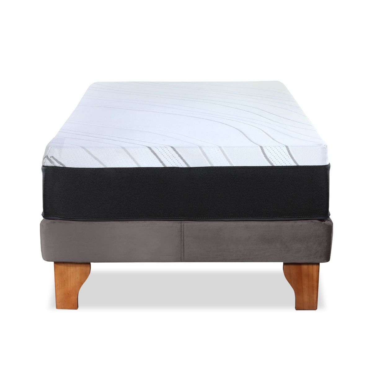 LATAM HOME - CAMA ZEN TOP FOAM HYBRID TELA GRIS 1PZA