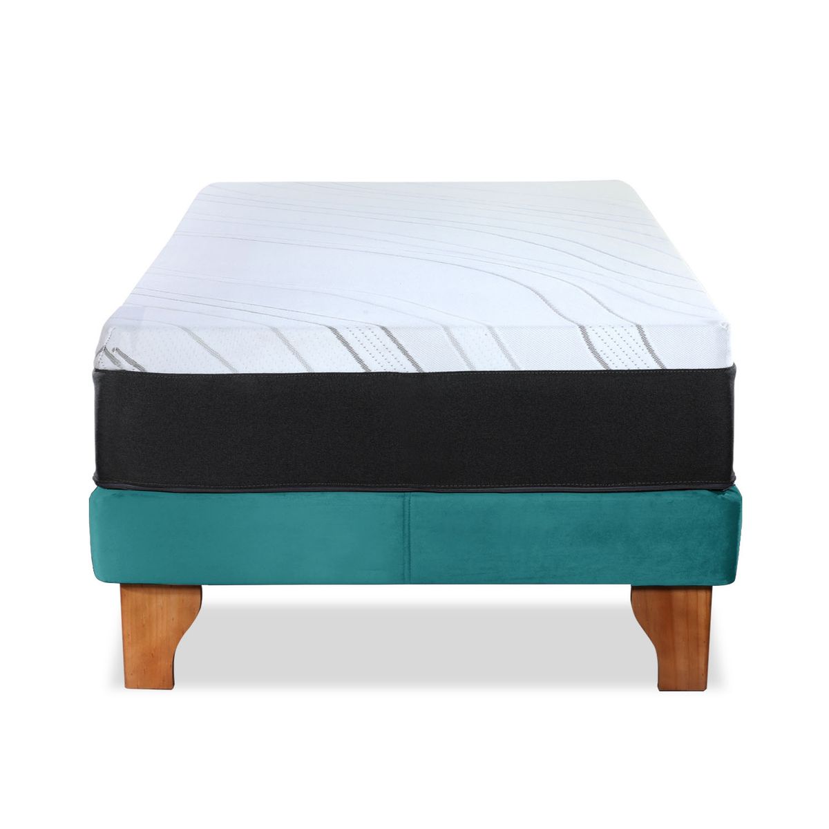 LATAM HOME - CAMA ZEN TOP FOAM HYBRID TELA TURQUESA 1PZA