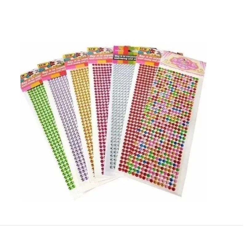 GENERICO - Lamina Stickers Adhesivos Pegatina Decorativas Strass Brillo Fucsia.