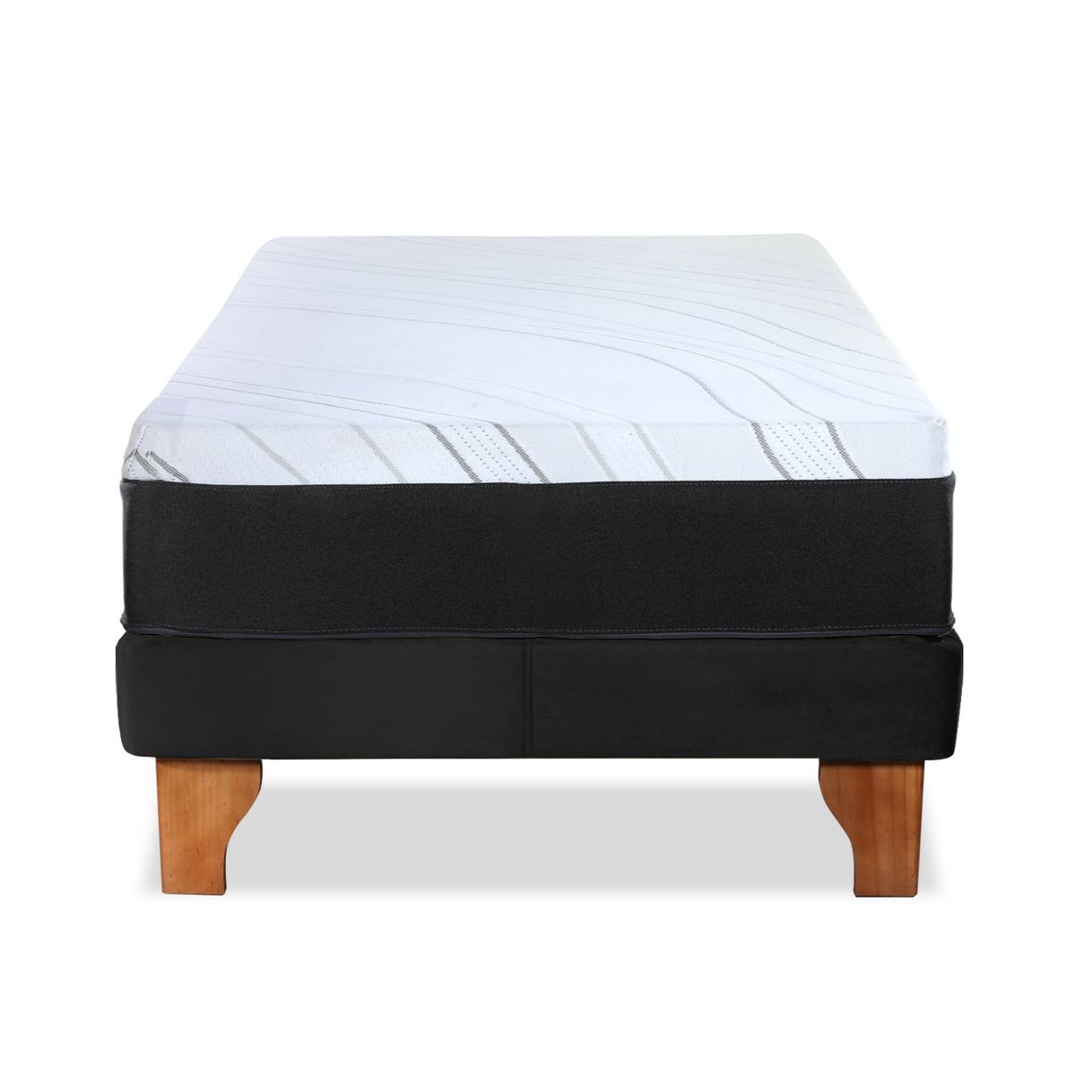 LATAM HOME - CAMA ZEN TOP FOAM HYBRID TELA NEGRO 1PZA