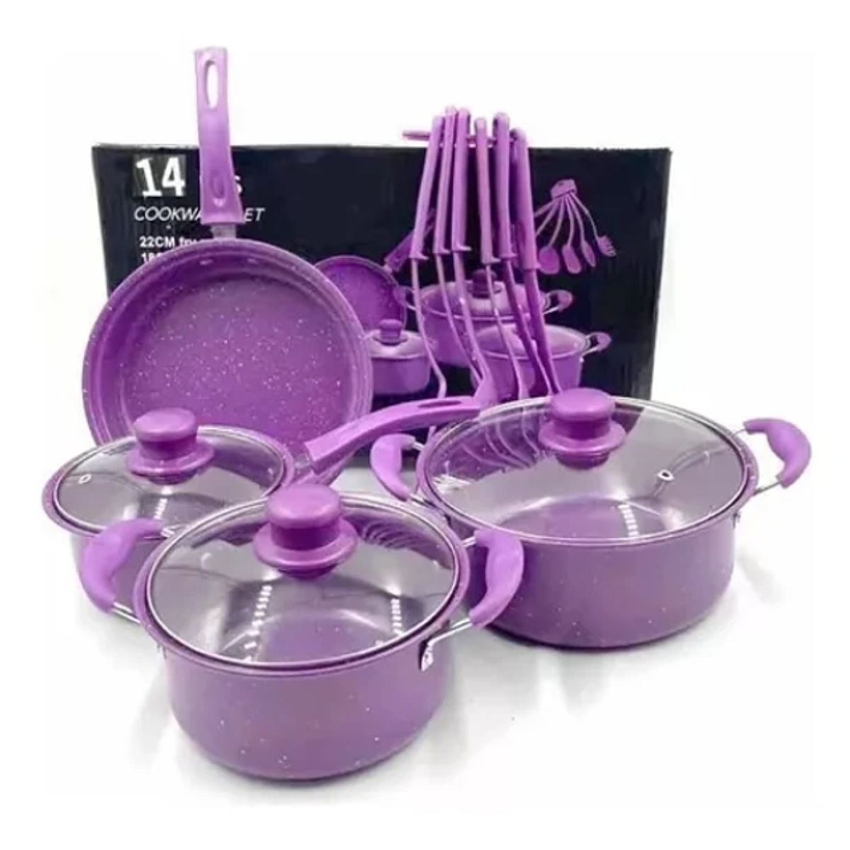 GENERICO - Juego De Ollas Cocina Antiadherente Set De 14 Piezas