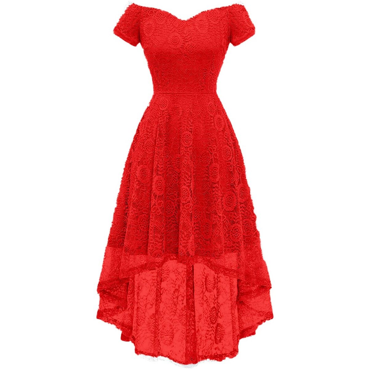 GENERICO - VESTIDO ASIMETRICO CUELLO BOTE MANGA CORTA IDEAL PARA FIESTA