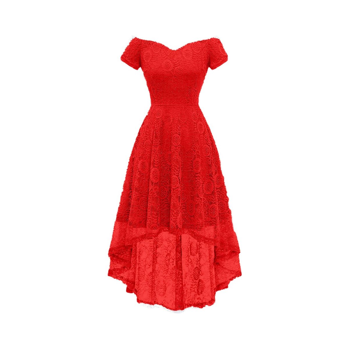 GENERICO - VESTIDO ASIMETRICO CUELLO BOTE MANGA CORTA IDEAL PARA FIESTA