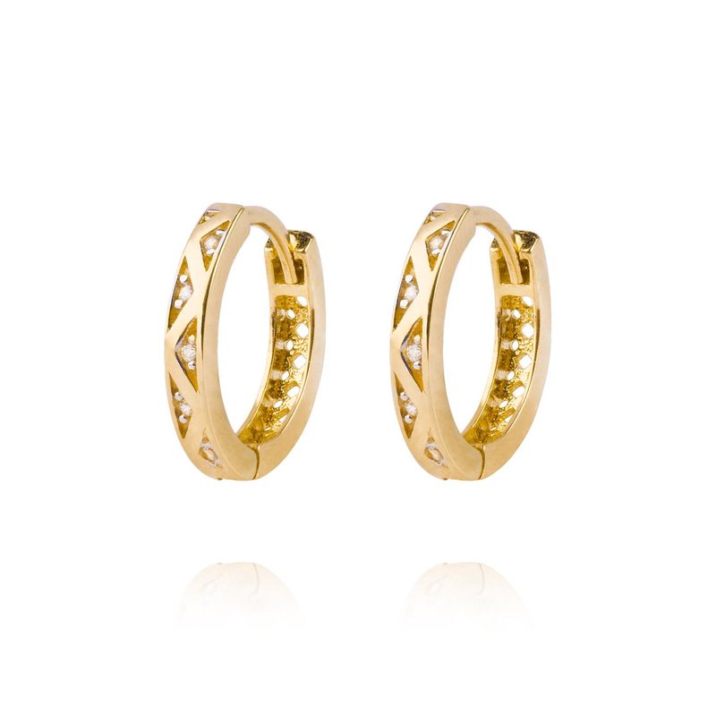 JB JOYAS BARON - Aros Oro Amarillo 18kt Argollas Circonita Zigzag