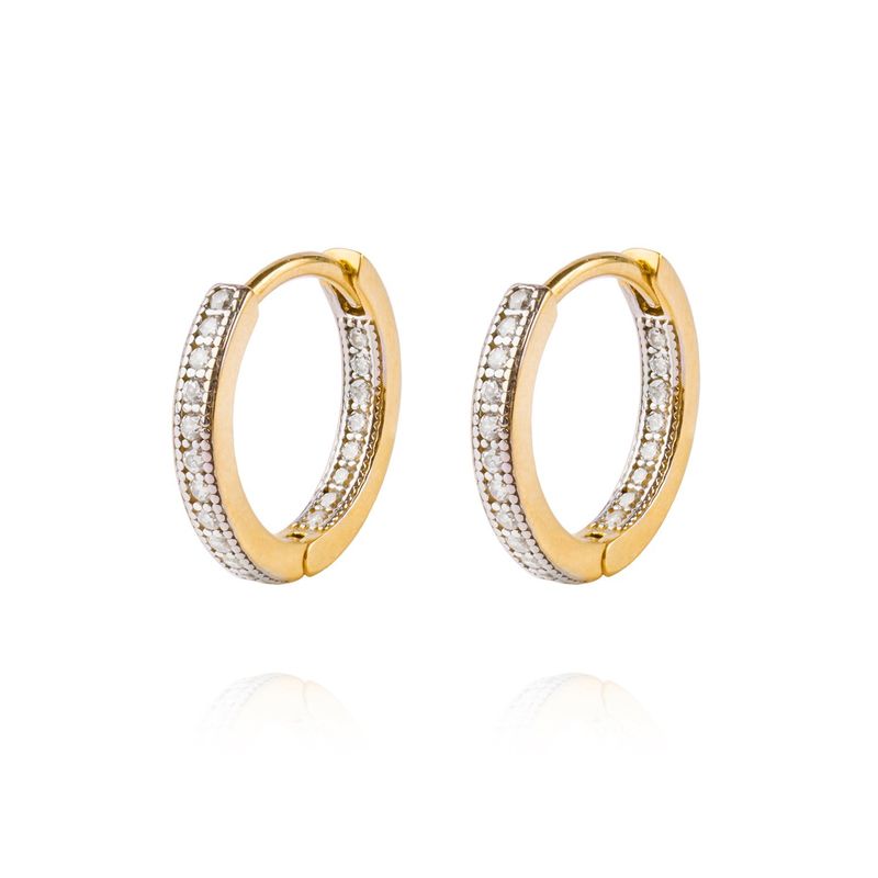 JB JOYAS BARON - Aros de Oro 18kt Argollas con Circon de Riel AUB