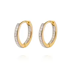 JB JOYAS BARON - Aros de Oro 18kt Argollas con Circon de Riel AUB