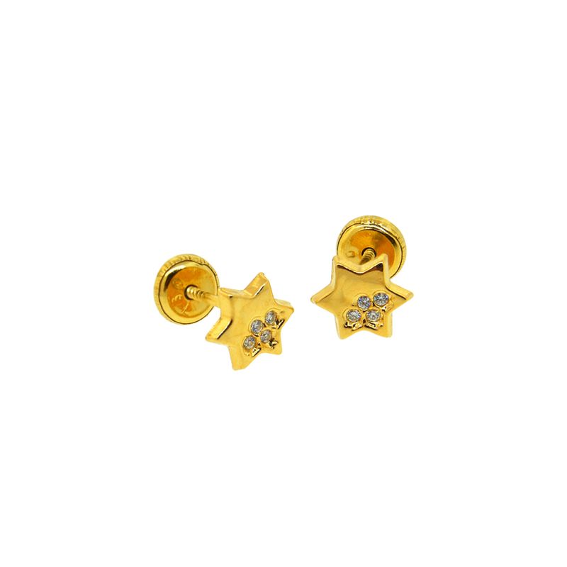 JB JOYAS BARON - Aros de Oro 18kt Estrella 8 Circonitas 1,0mm