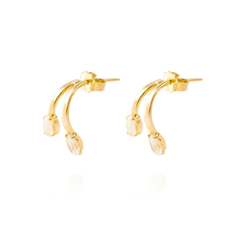 JB JOYAS BARON - Aros de Plata Esterlina 925 Oval Doble Revestido en Oro 18kt
