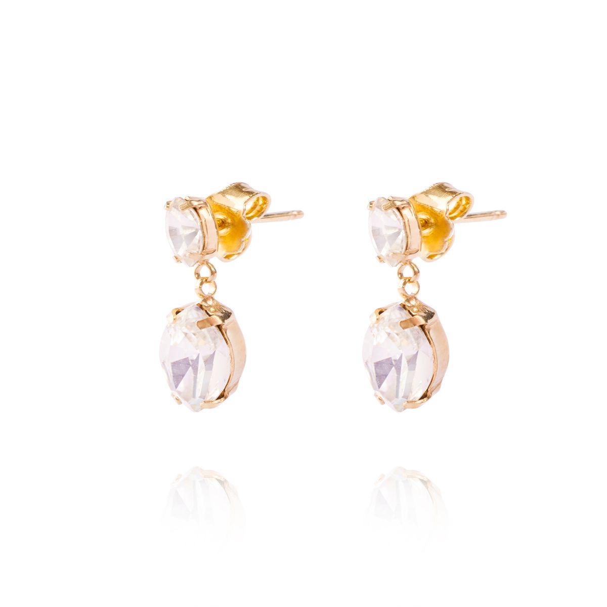 JB JOYAS BARON - Aros de Plata Esterlina 925 Doble Circonita Ovalado