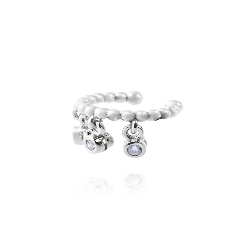 JB JOYAS BARON - Aro de Plata Esterlina 925 Individual Bolitas Circon