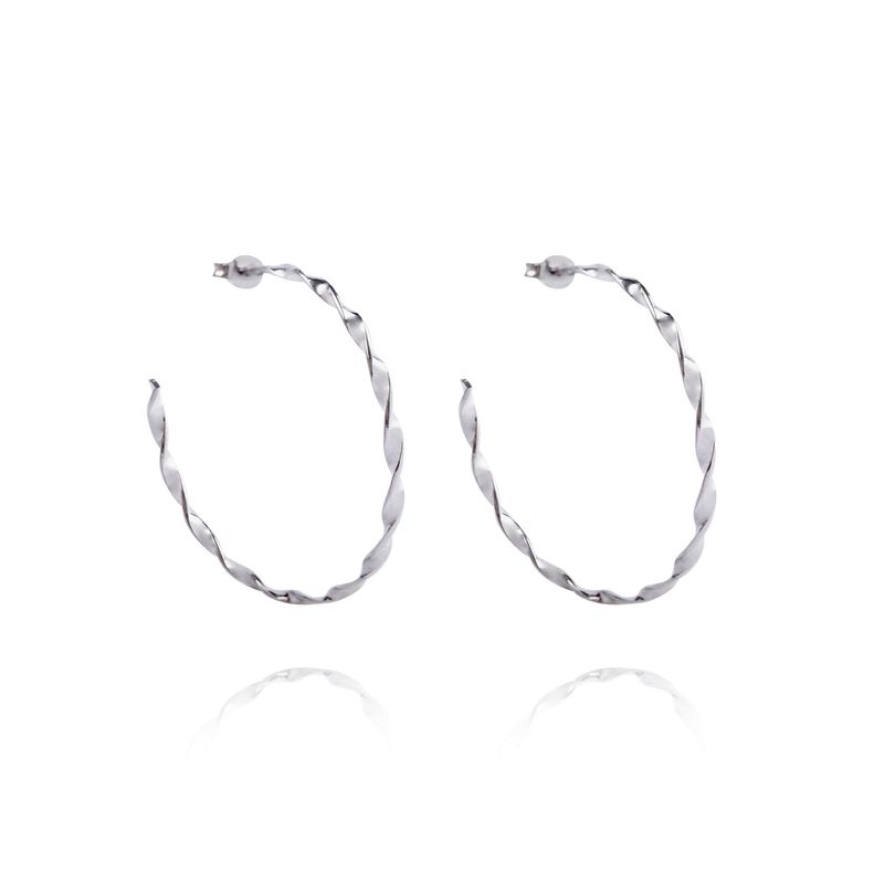 JB JOYAS BARON - Aros de Plata Esterlina 925 Argollas Doblada