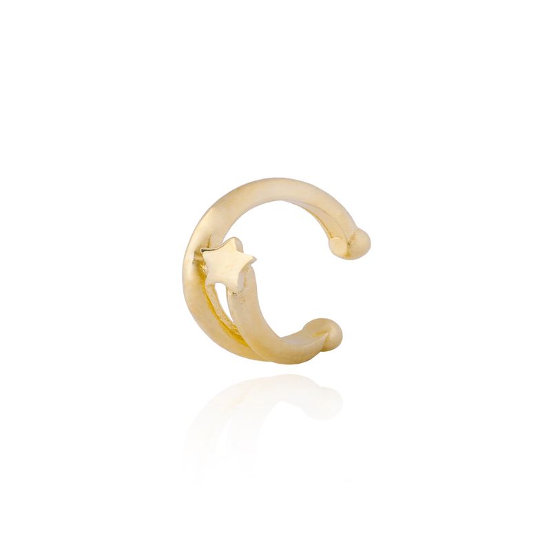 JB JOYAS BARON - Aro Plata Esterlina 925 Individual Estrella Revestido Oro 18kt