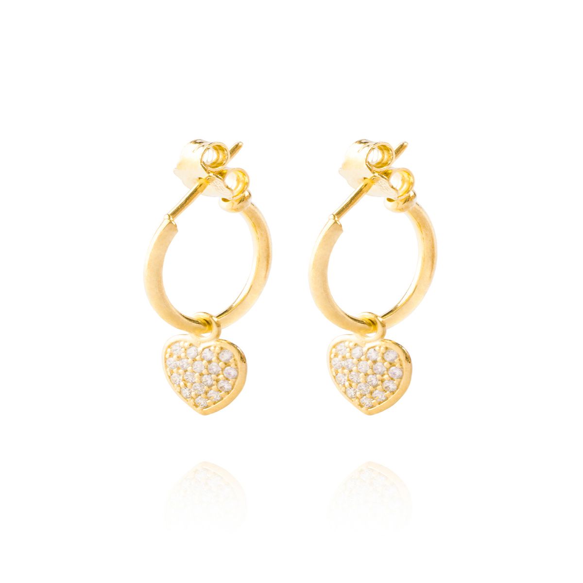 JB JOYAS BARON - Aros Plata Esterlina 925 Argollas Corazón Revestido Oro 18kt