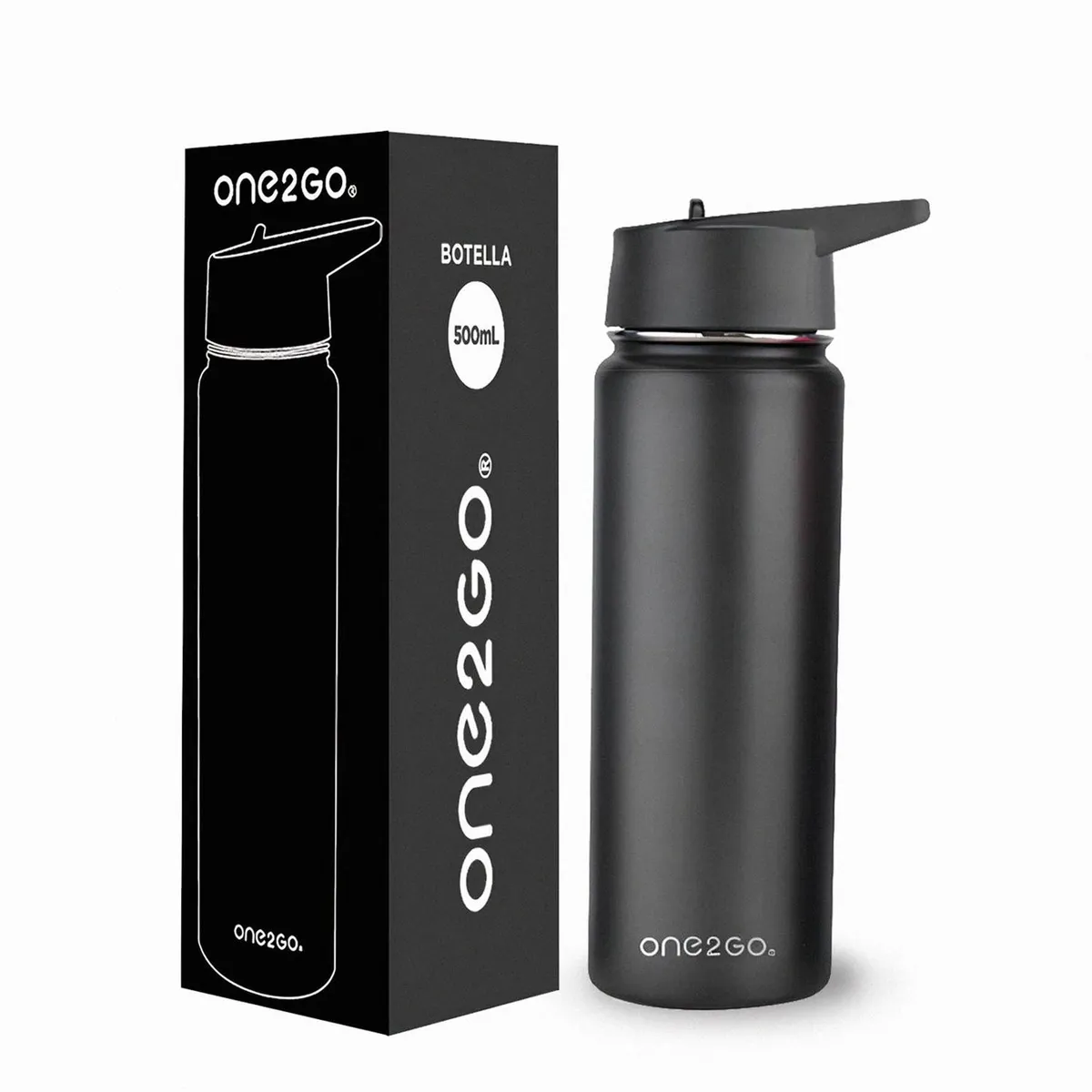 ONE2GO - Botella Termica Agua Acero Inox500ml - Negro