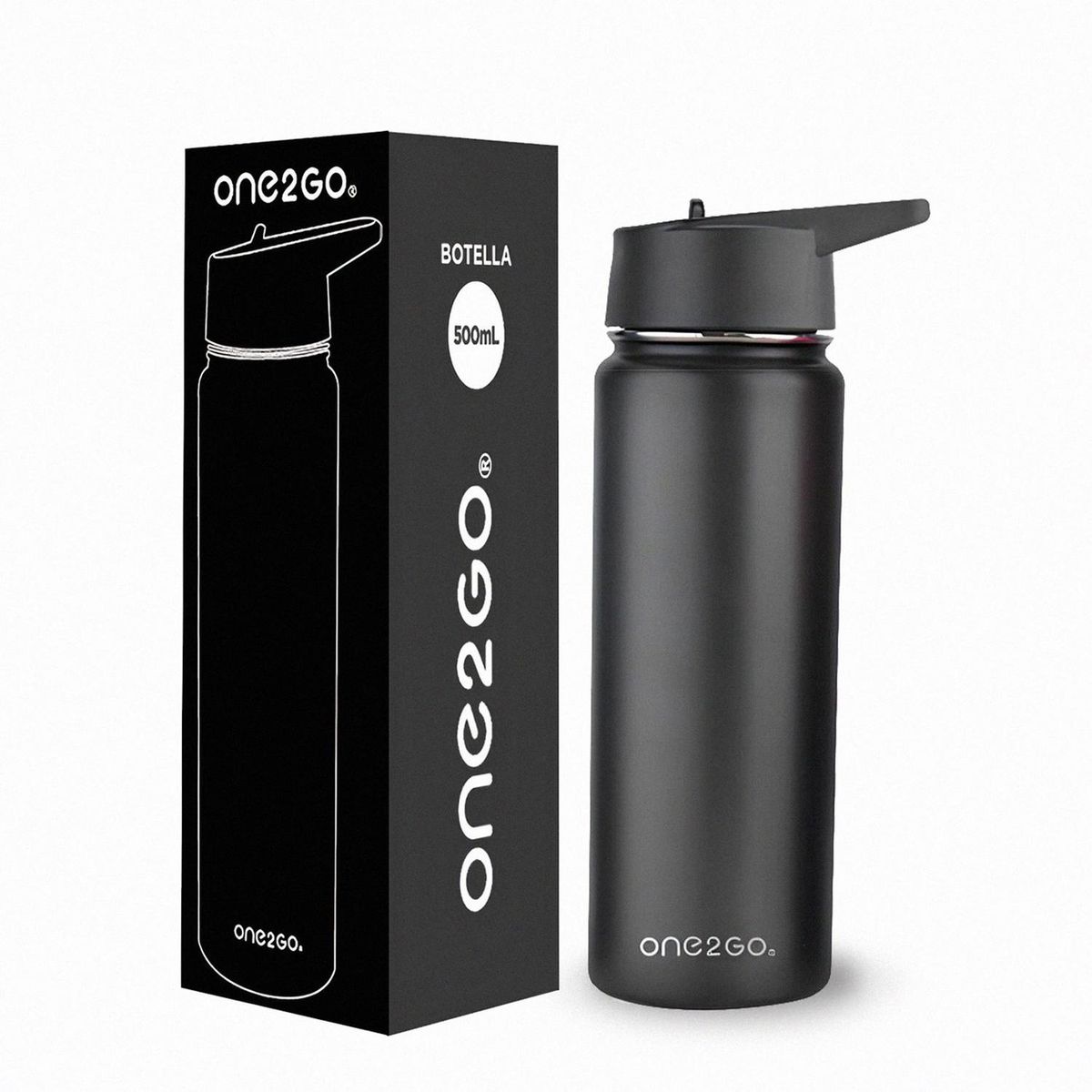 ONE2GO - Botella Termica Agua Acero Inox500ml - Negro