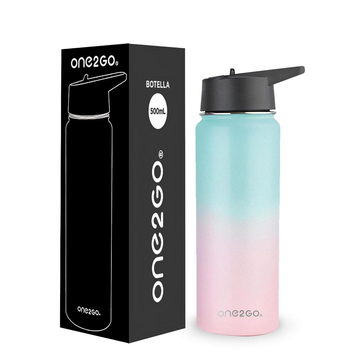ONE2GO - Botella Termica Agua Acero Inox500ml - Rosa