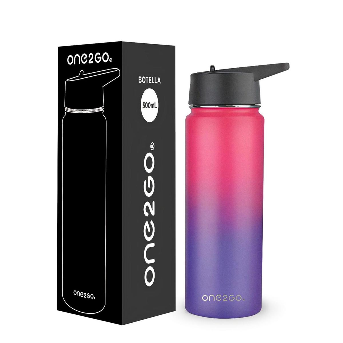 ONE2GO - Botella Termica Agua Acero Inox500ml - Fucsia