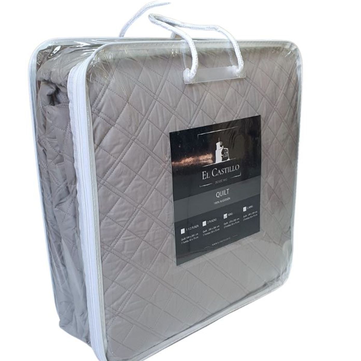 EL CASTILLO FRAZADAS - Quilt 100% Algodón Gris 2 Plazas
