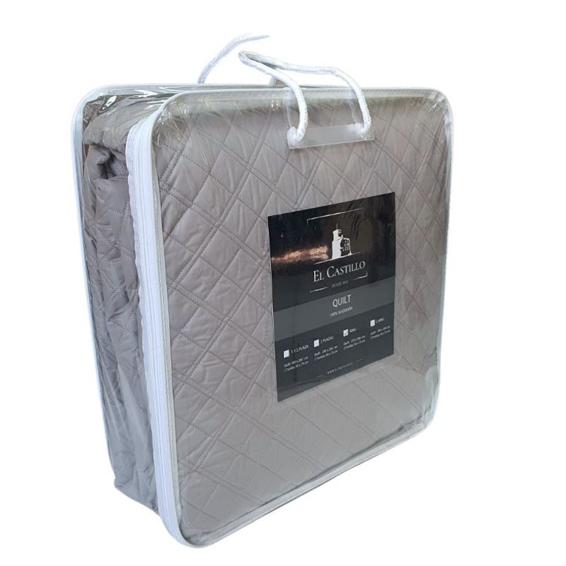 EL CASTILLO FRAZADAS - Quilt 100% Algodón Gris 1,5 plazas