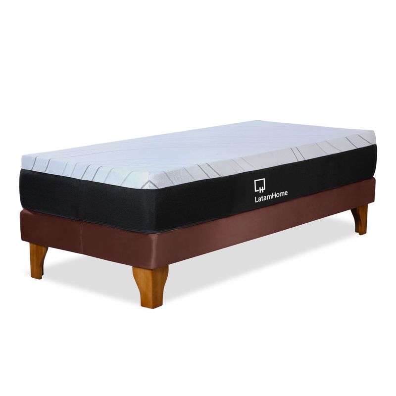 LATAM HOME - CAMA ZEN TOP SPRING SOFT TELA CHOCOLATE 1 1/2PZA