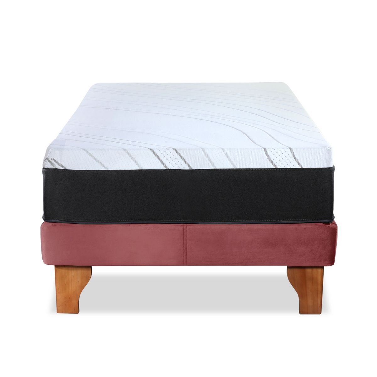 LATAM HOME - CAMA ZEN TOP SPRING VISCO TELA PALO ROSA 1PZA