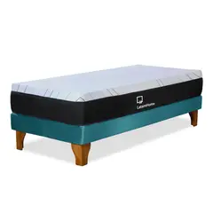 LATAM HOME - CAMA ZEN TOP SPRING VISCO TELA TURQUESA 1 1/2PZA