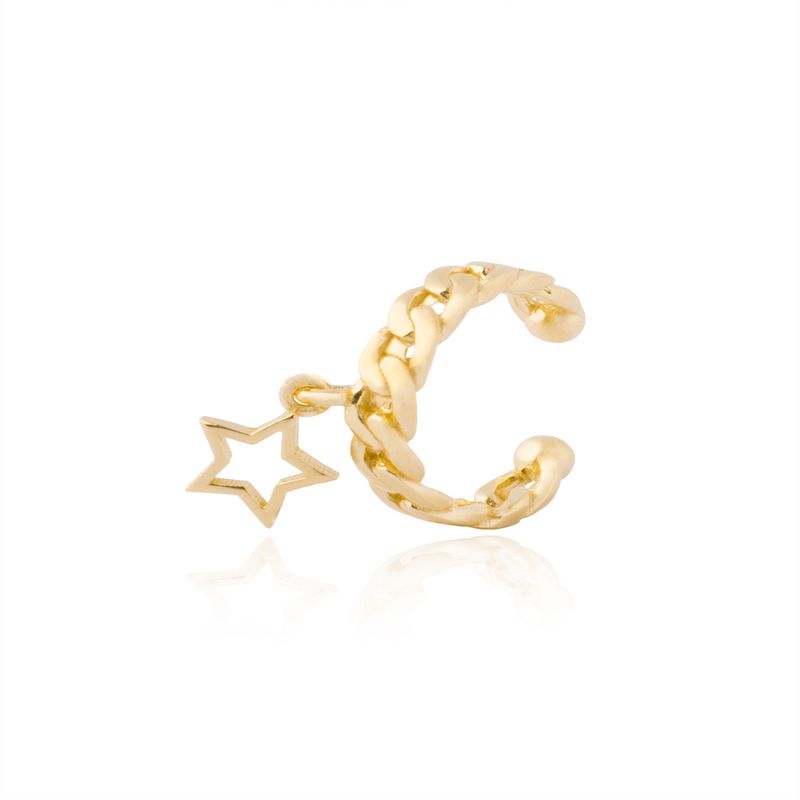 JB JOYAS BARON - Aros Plata Esterlina 925 Estrella Encadenada Revestido en Oro 18kt