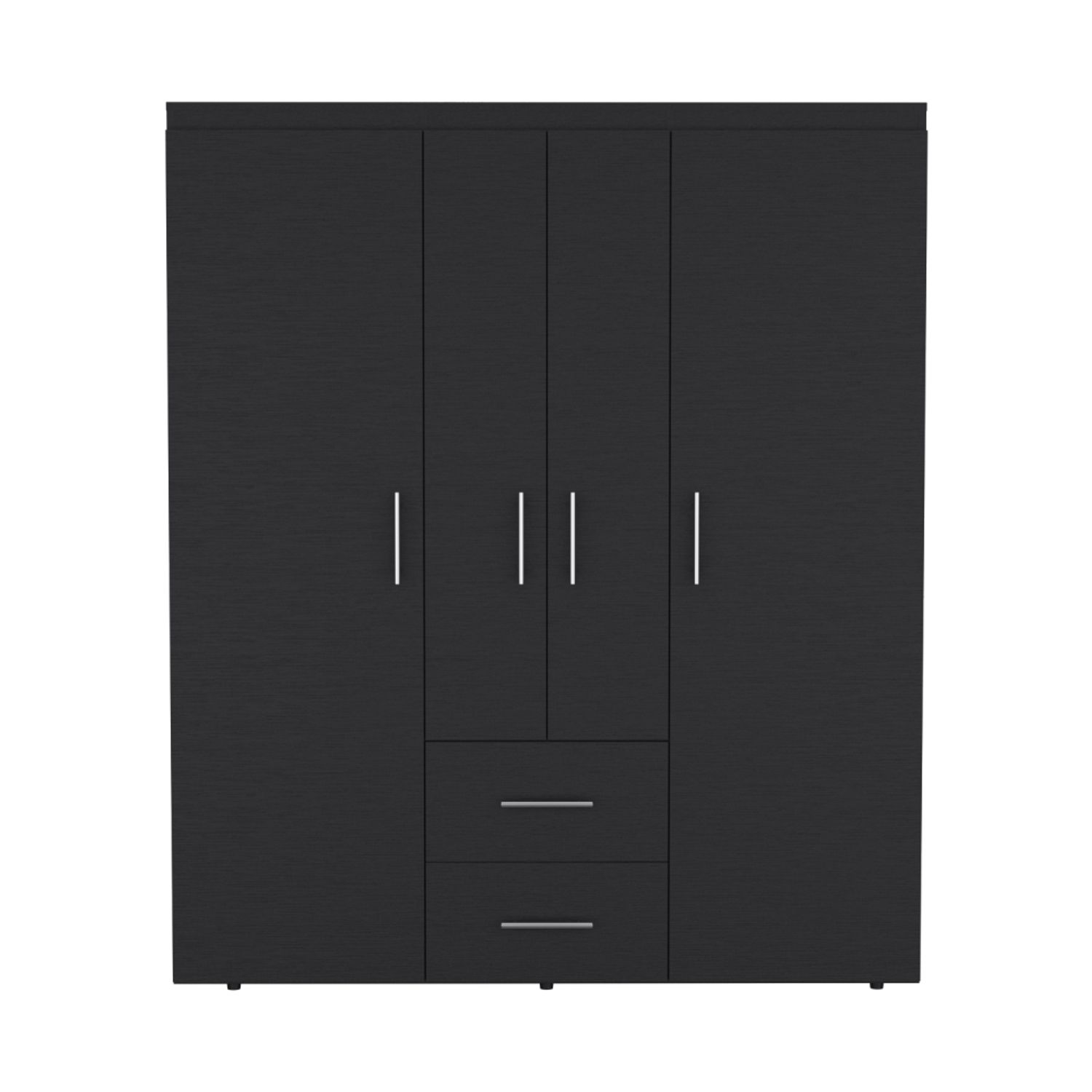 クロ FMFURNITURE Closet 4 Puertas 2 Cajones - Negro 177.9x150.3x50.4 cm