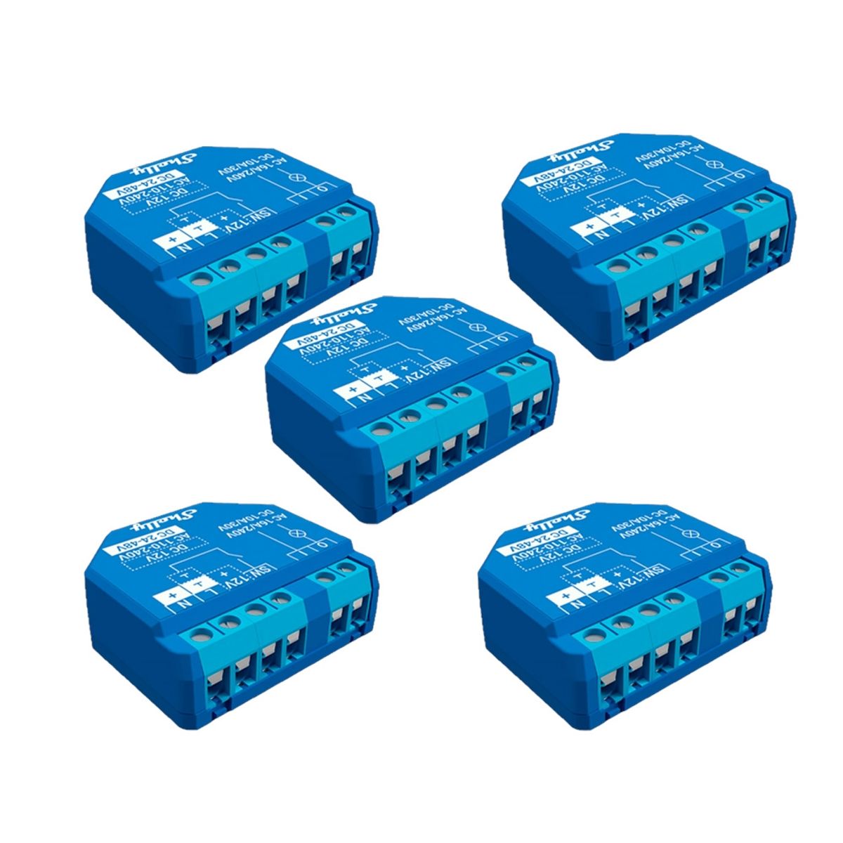 SHELLY - Pack 5x Rele Shelly Plus 1 UL