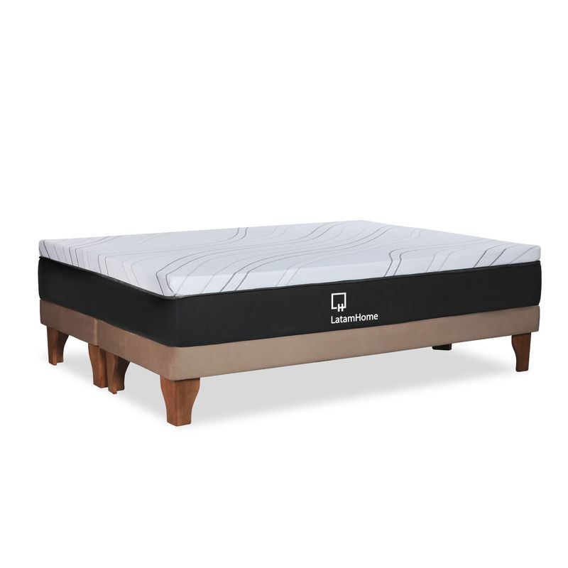 LATAM HOME - CAMA ZEN TOP SPRING VISCO TELA BEIGE KING