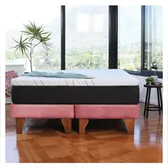 LATAM HOME - Cama Europea Zen Top Foam Soft Tela Palo Rosa 2 Plazas
