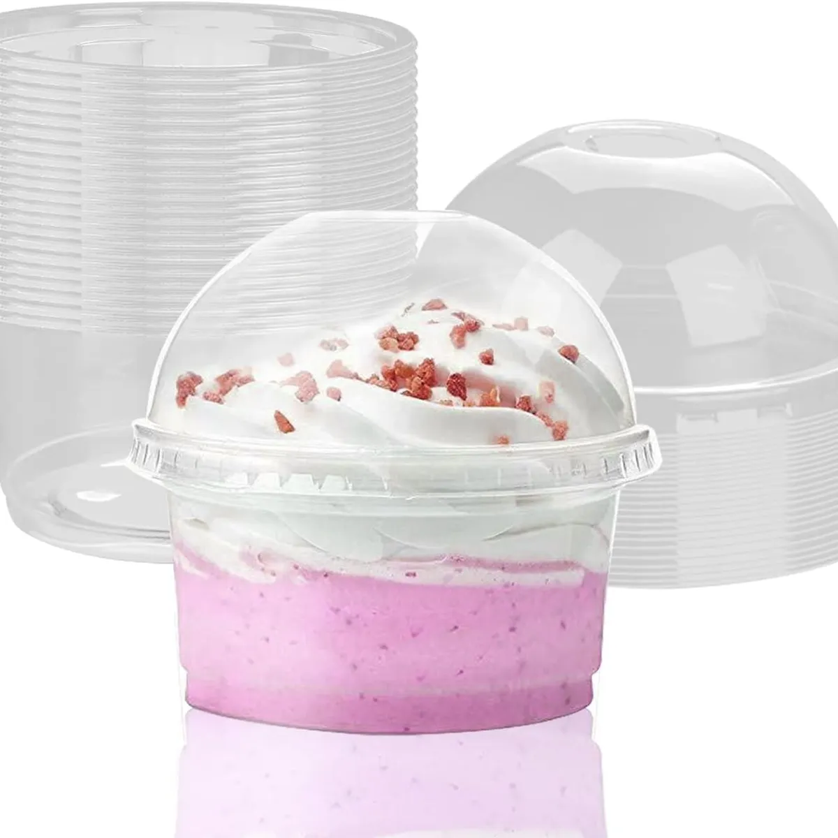 GENERICO - Pack 25 Envases De Plástico Desechables Con Tapa Vaso Postre