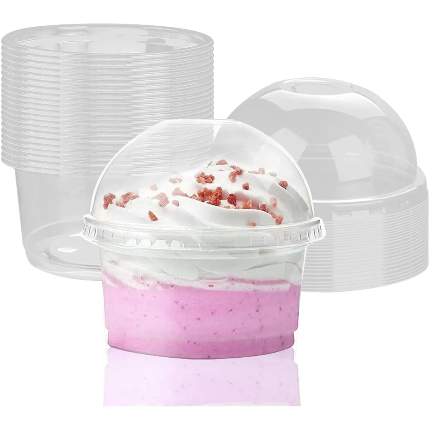 Pack 25 Envases De Plástico Desechables Con Tapa Vaso Postre