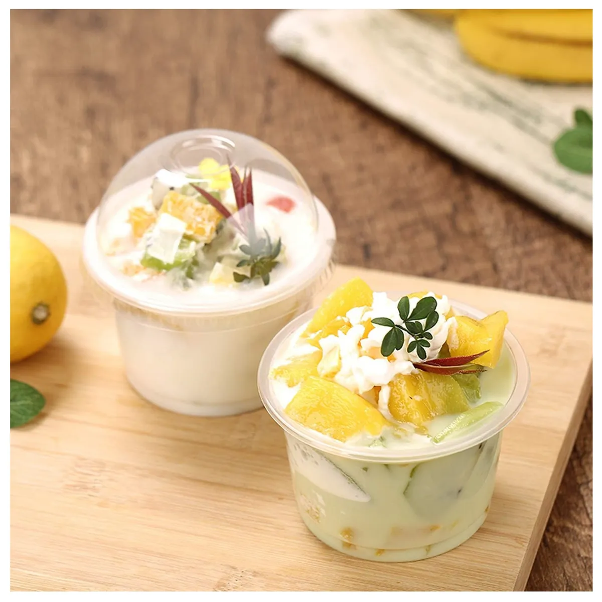 GENERICO - Pack 25 Envases De Plástico Desechables Con Tapa Vaso Postre