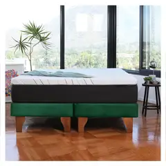 LATAM HOME - CAMA ZEN TOP FOAM SOFT TELA VELVET VERDE KING