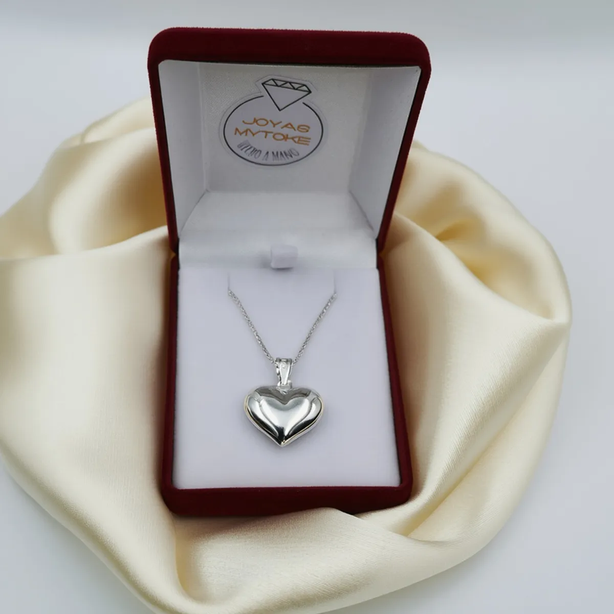JOYAS MYTOKE - Collar Corazon Mediano Plata Fina 925 Mujer Femenina Amor