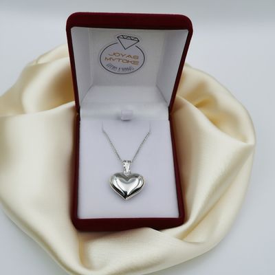 Imagen 2 del producto Collar Corazon Mediano Plata Fina 925 Mujer Femenina Amor