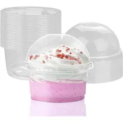 GENERICO - Pack 50 Envases De Plástico Desechables Con Tapa Vaso Postre