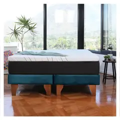 LATAM HOME - CAMA ZEN TOP FOAM SOFT TELA AZUL PETROLEO KING