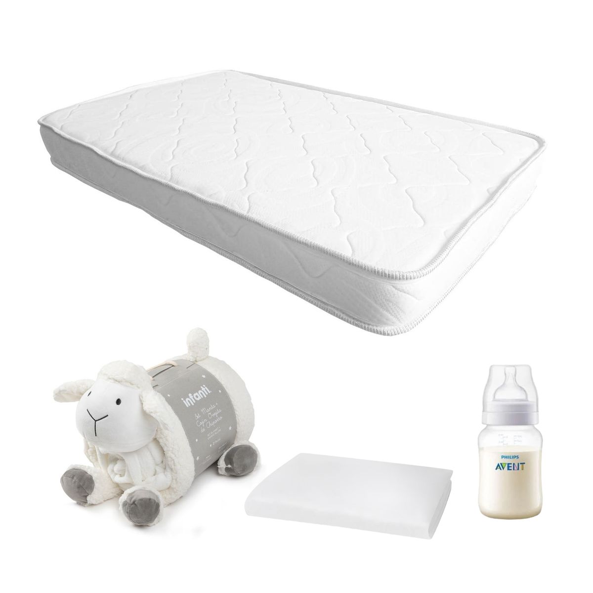 INFANTI - Colchón Snooze107x67cm mas protector - Manta Oveja - regalo