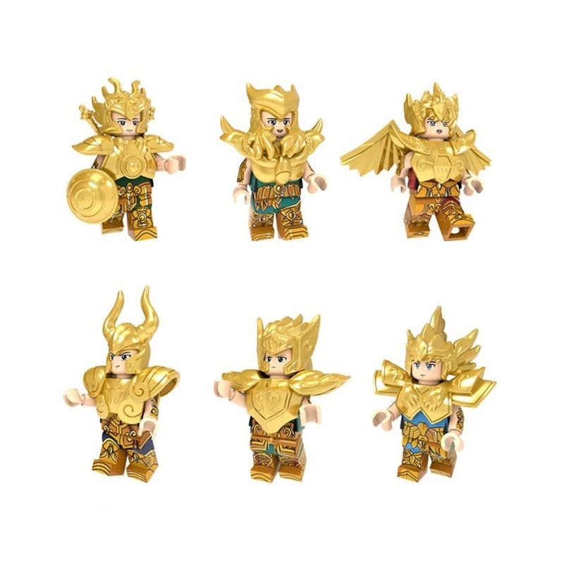 GENERICO - Caballeros de zodiaco Set 6 Legocompatibles Dorados (M1)