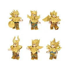 GENERICO - Caballeros de zodiaco Set 6 Legocompatibles Dorados (M1)