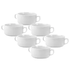 WOLFEN - Set 12 Tazas De Consomé 230 cc Porcelana Profesional