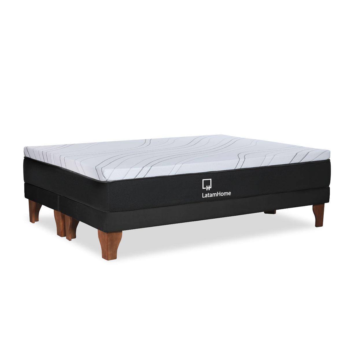 LATAM HOME - CAMA ZEN TOP FOAM VISCO TELA NEGRO 2PZA