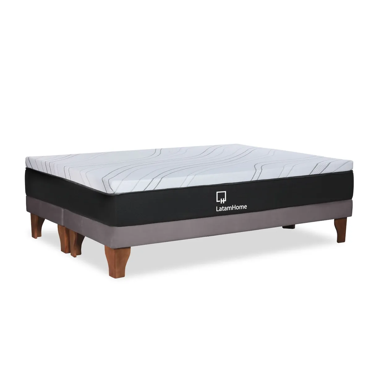 LATAM HOME - Cama Europea Zen Top Foam Visco Tela Gris King