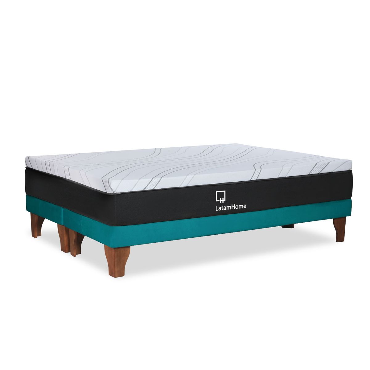LATAM HOME - CAMA ZEN TOP FOAM VISCO TELA TURQUESA KING