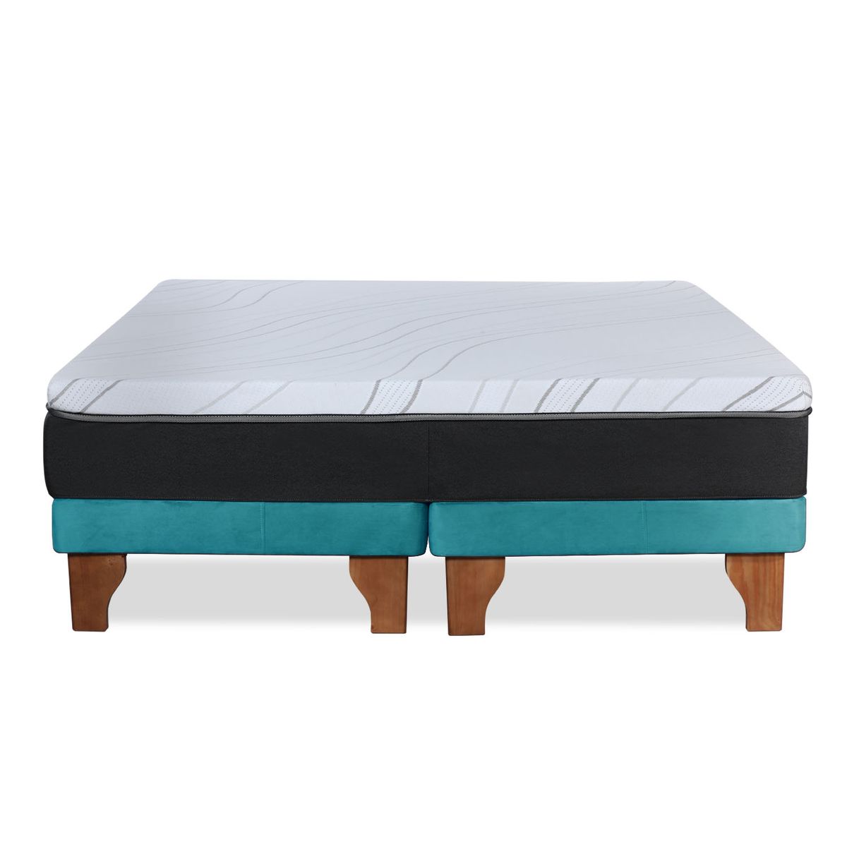 LATAM HOME - CAMA ZEN TOP FOAM VISCO TELA TURQUESA KING