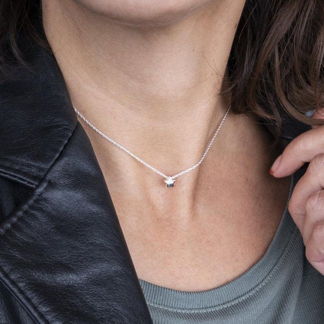 GOIA - Choker Mujer Estrella plata